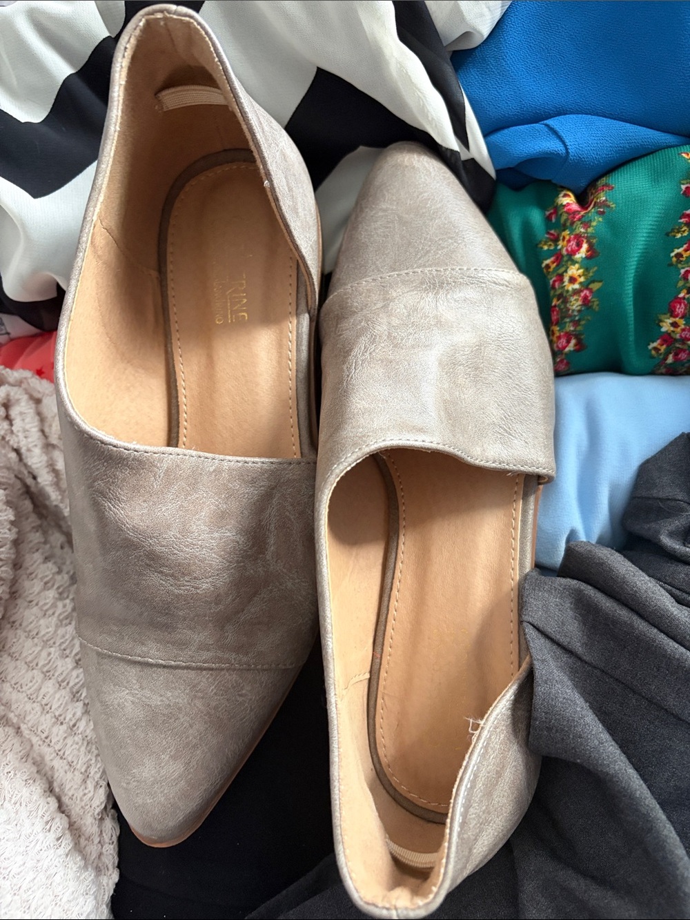 Catherine Malandrino Metallic Taupe Pointed D'Orsay Flats